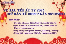 MỞ BÁN VÉ TÀU TẾT ẤT TỴ TỪ 8H00 NGÀY 06/10/2024